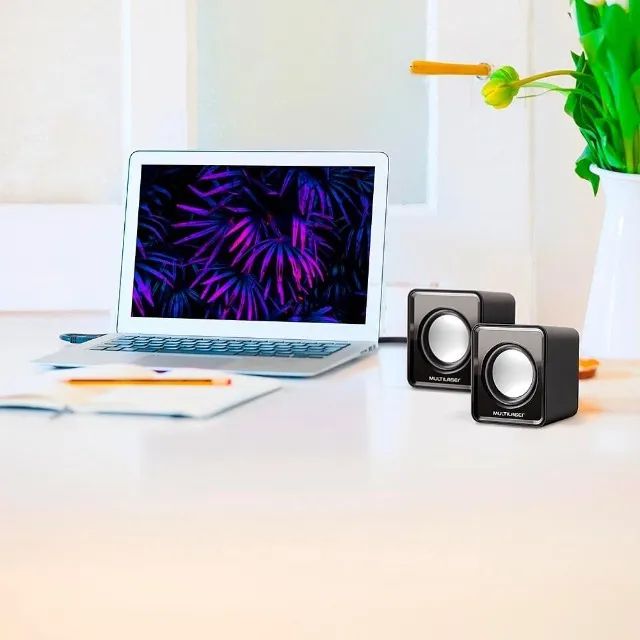 Caixas de Som 2.0 3w Rms Alimentação Usb Conexão P2 Controle de Volume Som Estéreo Preto - - Foto 3