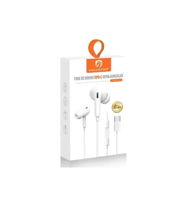 FONE INTRA AURICULAR COM MICROFONE PLUG TIPO-C BLUETOOTH HMASTON EJ-89 BRANCO - Foto 4