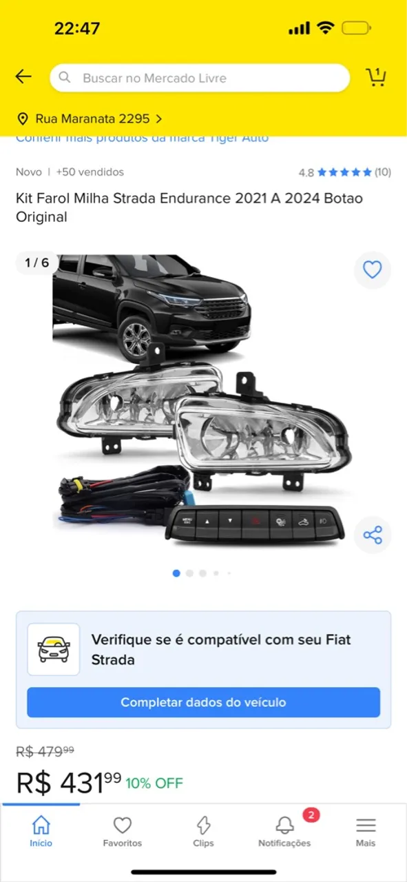 Kit farol de milha Strada Endurence