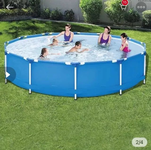 Piscina 7mil litros marca mor+bomba filtrante+escada+peneira+flutuador de cloro+capa+forro