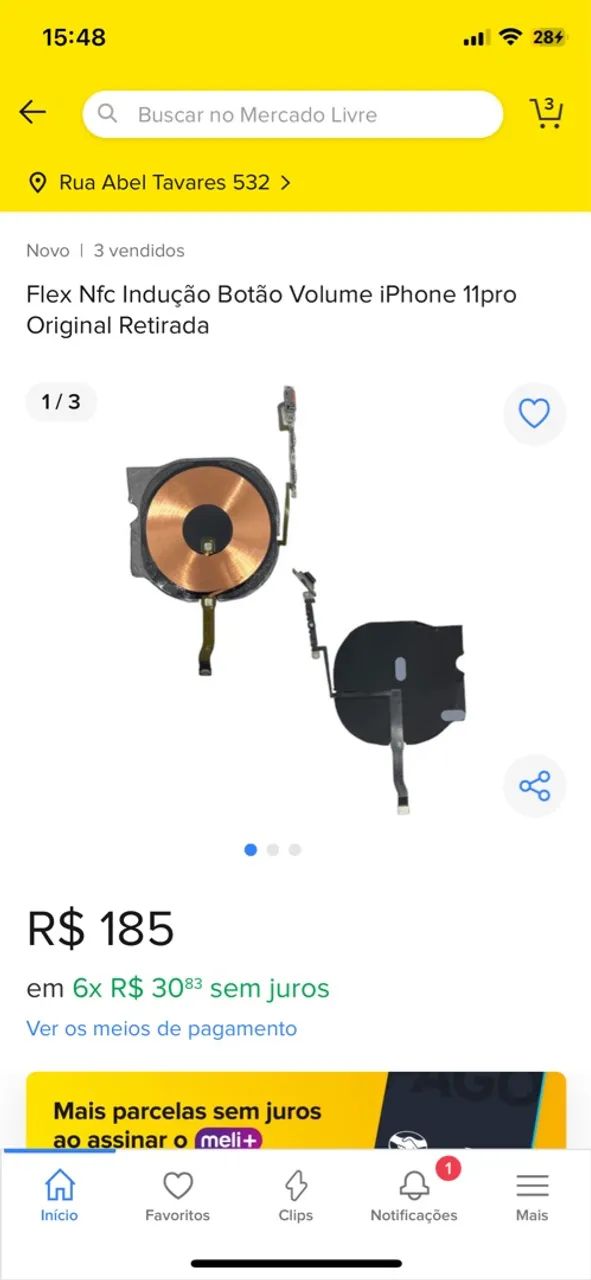 Flex Nfc Indução Botão Volume iPhone 11pro Original