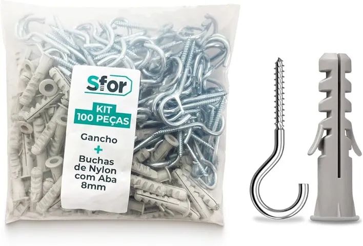 50 unidades de Ganchos e 50 buchas para fixação