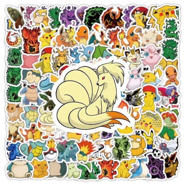Kit 200  Adesivos de Pokémon Pikachu Charizard Bulbasaur Squirtle - Unidades Pcs Peças - Foto 4