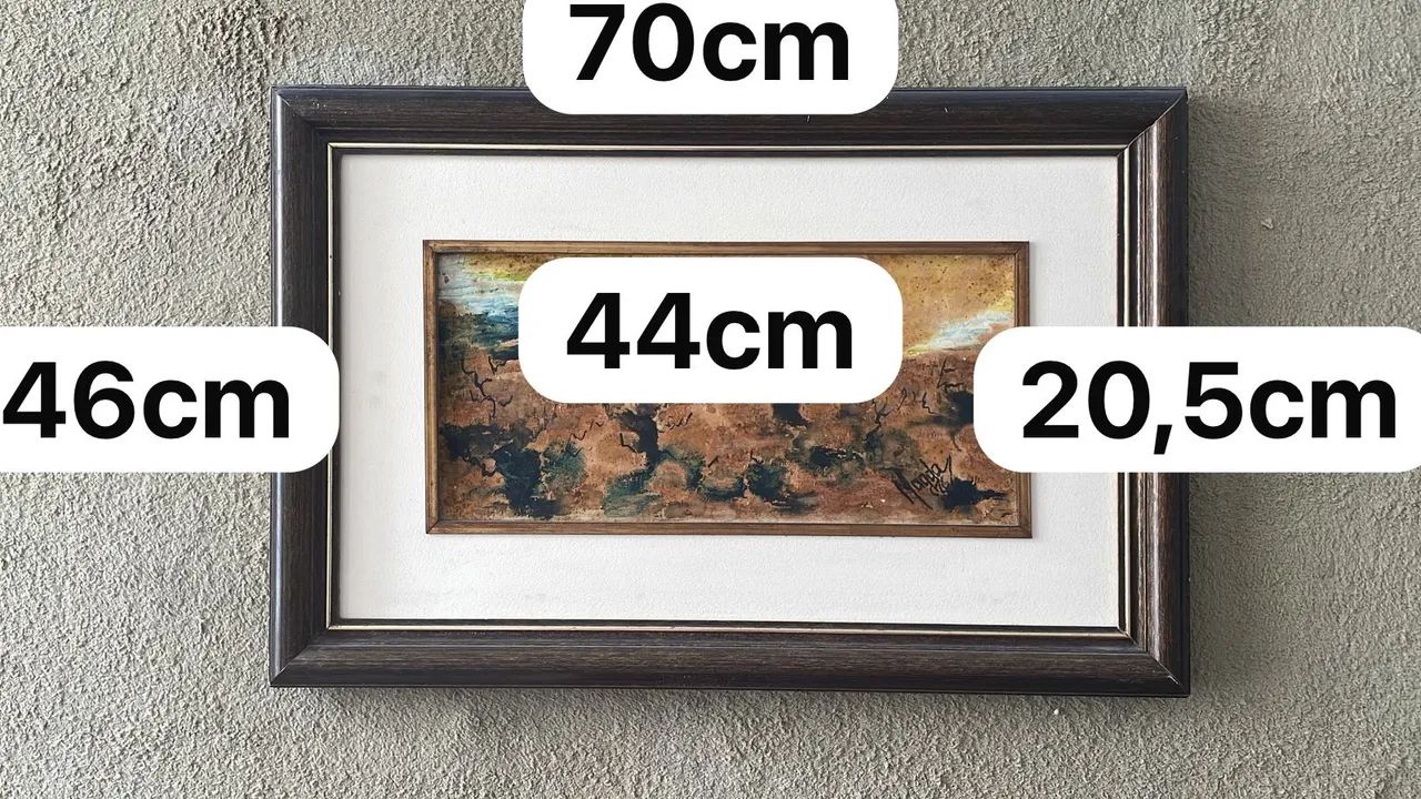 Quadro belíssimo rústico a oleo com  Obra de MAGDA 1976 com paisagem abstrata - Foto 5