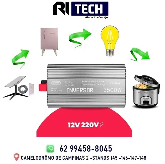 Inversor De Tensão 3500w Onda Senoidal Pura 12v 220v Sine Wave Conversor Veicular