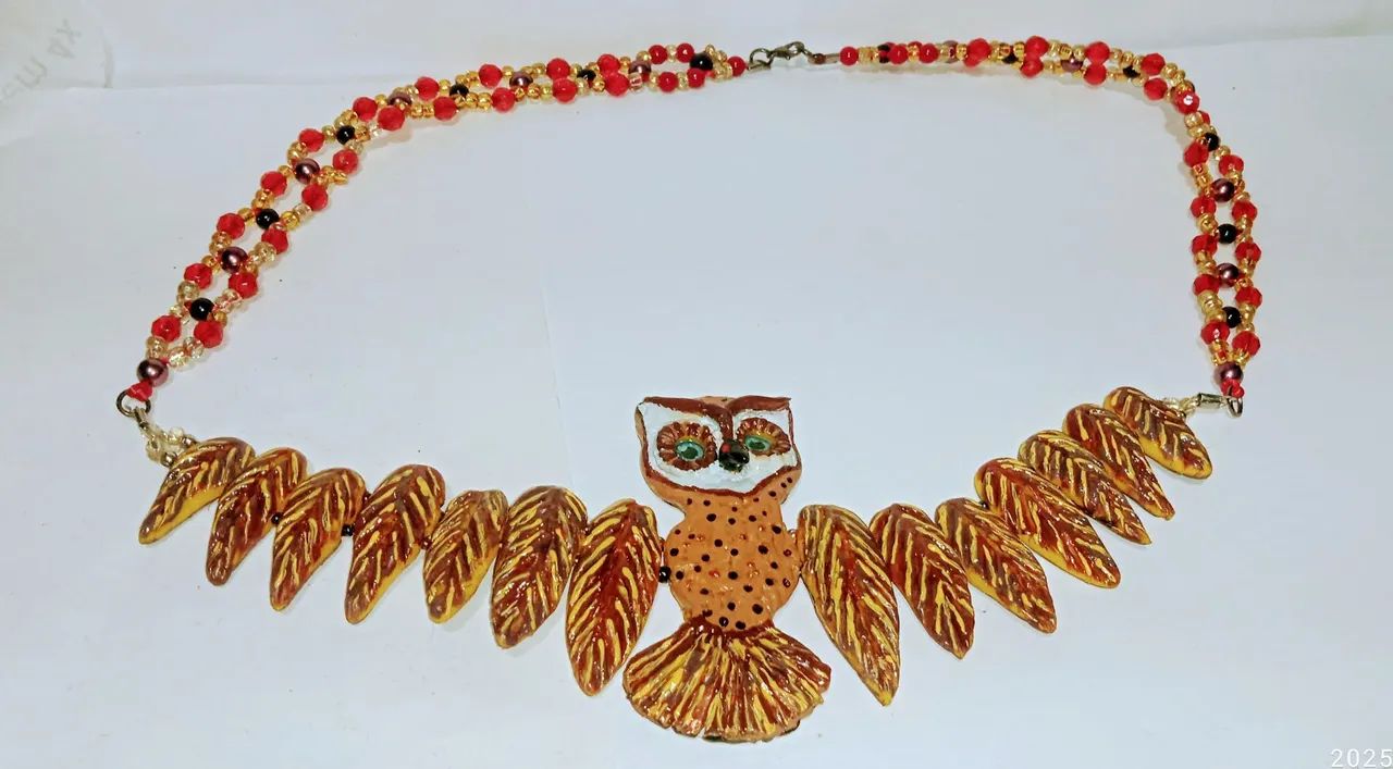 1Colar 1Bracelete Coruja em porcelanato  - Foto 2