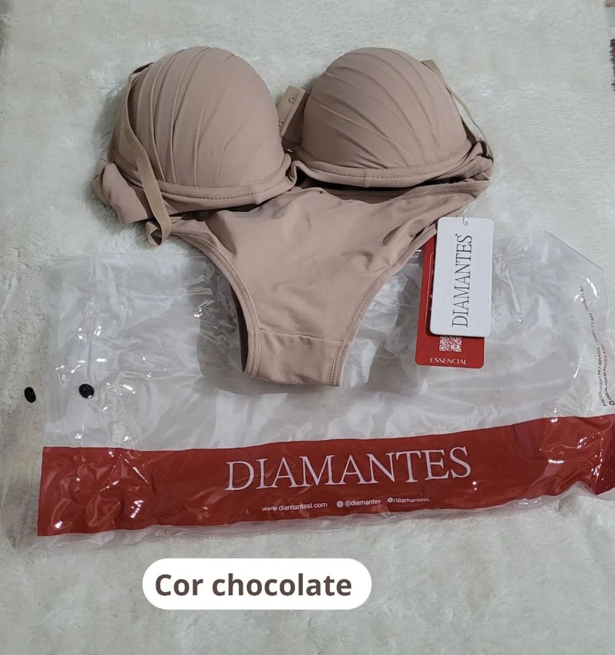 Conjunto Lingerie Diamantes - Preto e Chocolate - Foto 2