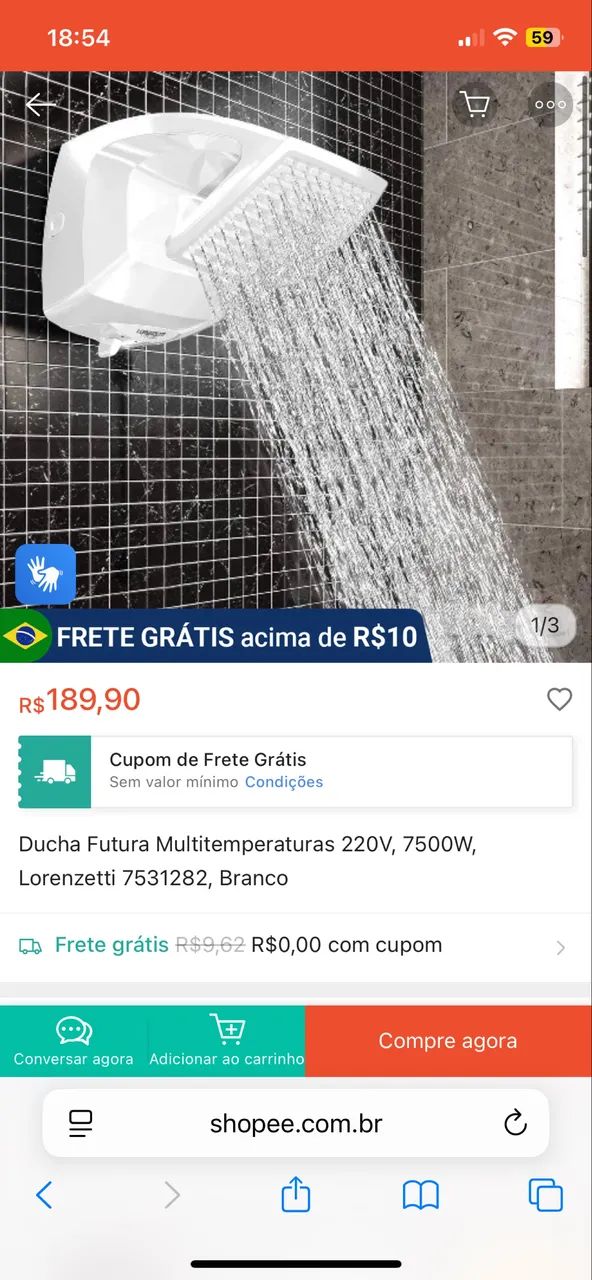 Chuveiro elétrico Lorenzetti multo-temperaturs 220V  64840813779459120