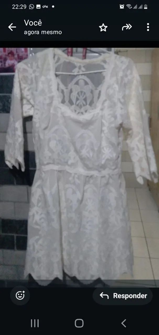 Vestido branco de renda