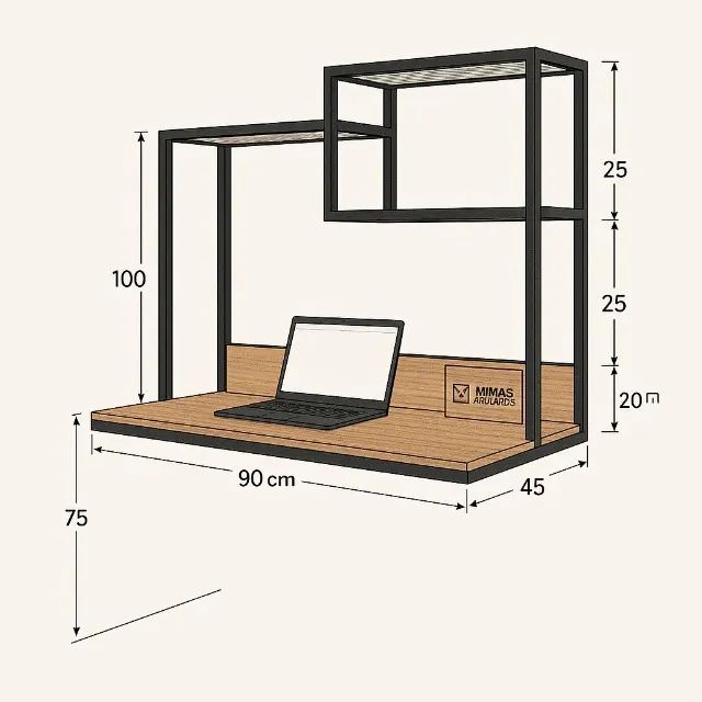 Escrivaninha Aérea com Nicho e Prateleira Compacta, moderna e funcional! Ideal para home o - Foto 3