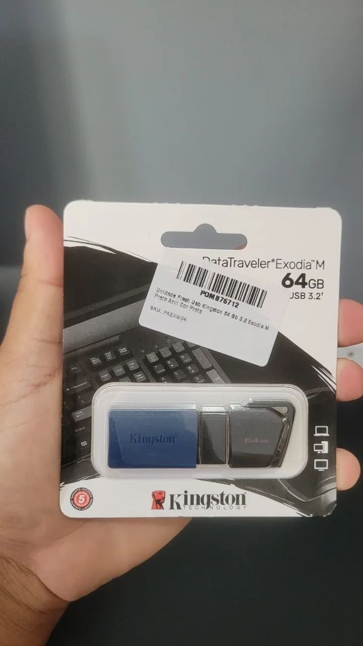 Pendrive Kingston Exodia 64 GB USB 3.2 - Velocidade e Confiabilidade!