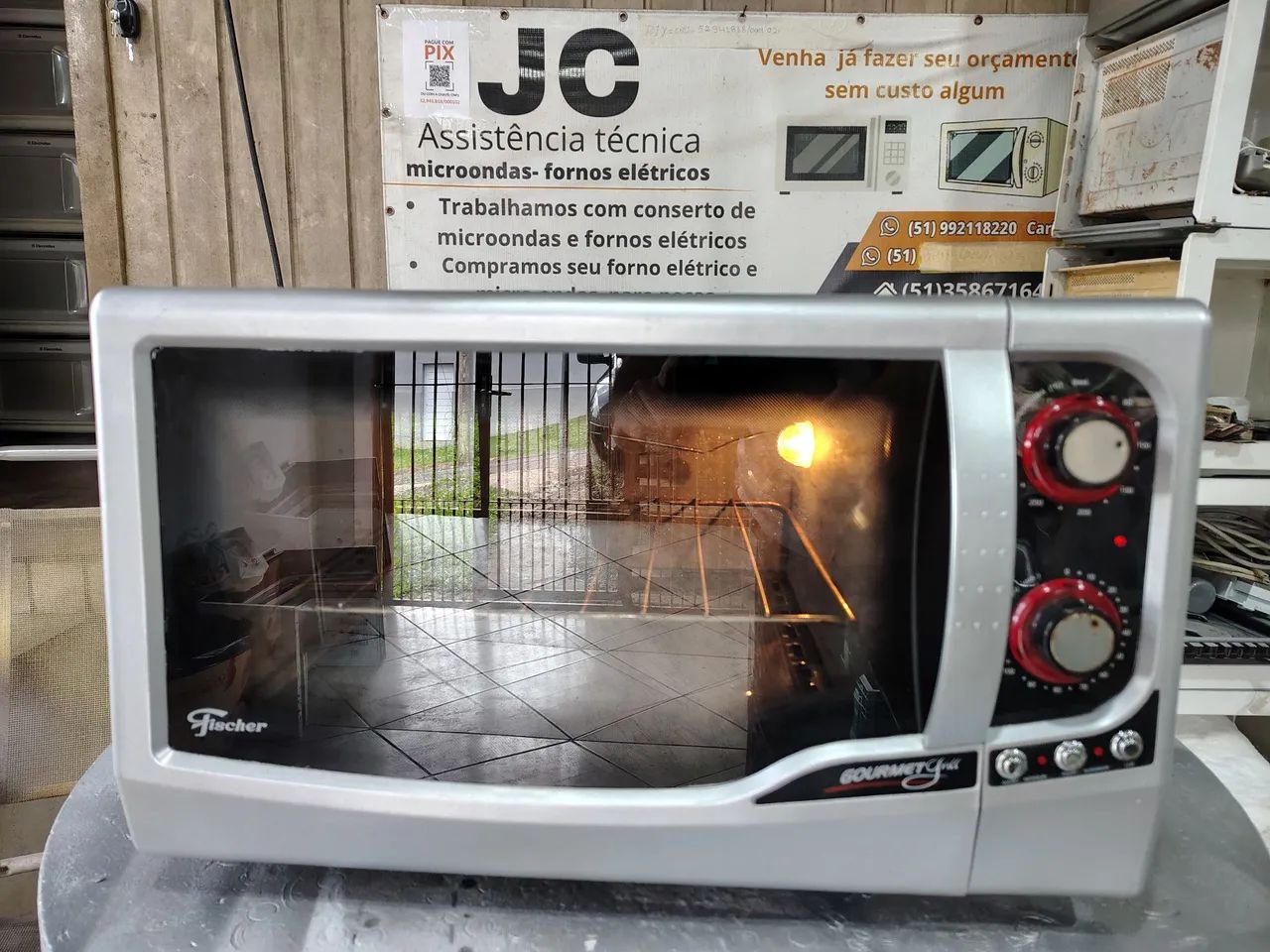 Forno Elétrico Fischer Gourmet Cinza Grafite 44 Litros Garantia 3 Meses Ótimo Estado .