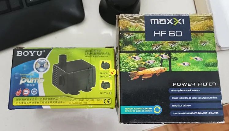 Filtro e bomba para aquário, pouco usados