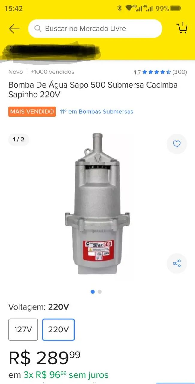 Bomba Submersa Silver 500 - 220V - Foto 3