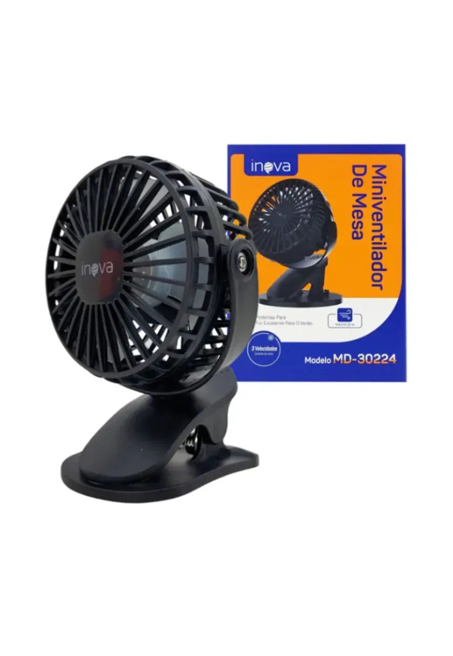 MINI VENTILADOR RECARREGAVEL PORTATIL DE MESA INOVA MD-30224