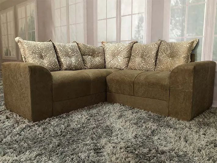 Sofá de Canto Pequeno Suede Bege