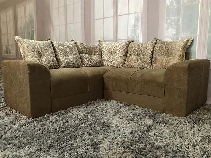 Sofá de Canto Pequeno Suede Bege