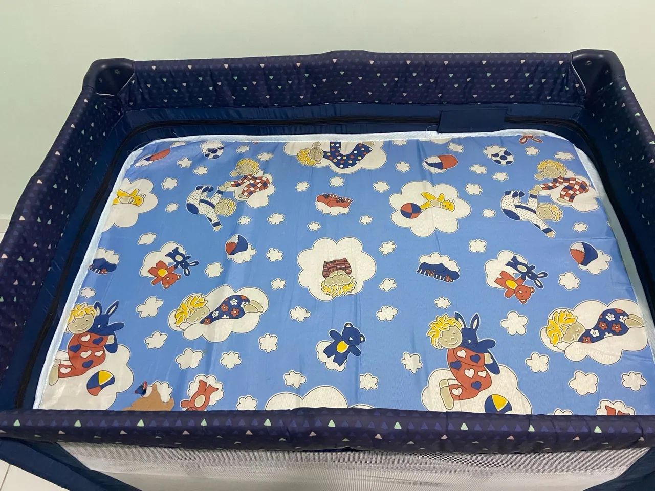 Berço Portátil para Bebê - Azul - Foto 4