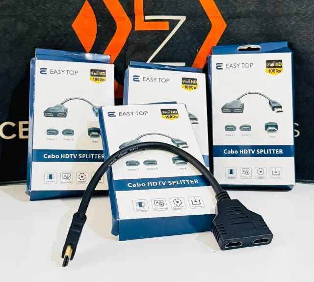 Duplicador Hdmi 1 Entrada 2 Saídas + 2 Cabo Hdmi Full Hd