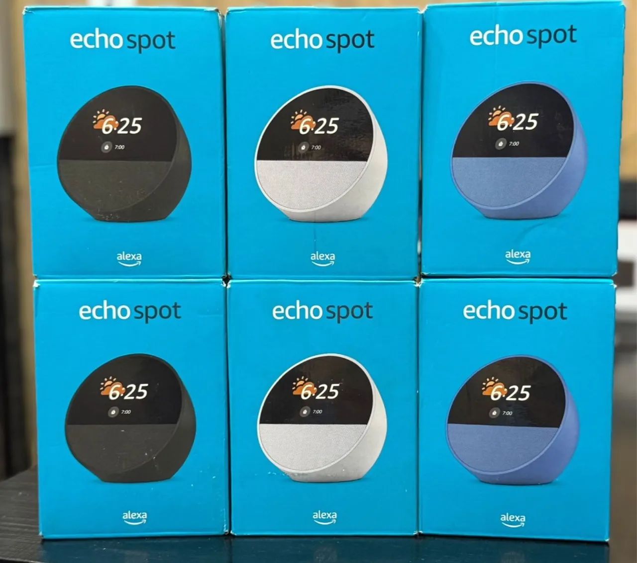Echo Spot  Alexa  Nova branca,preta e azul  