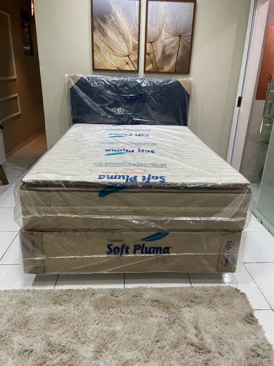 Cama Box Casal Com Pillow Top Eco Confort Pocket - Nova E Embalada Com Nota Fiscal