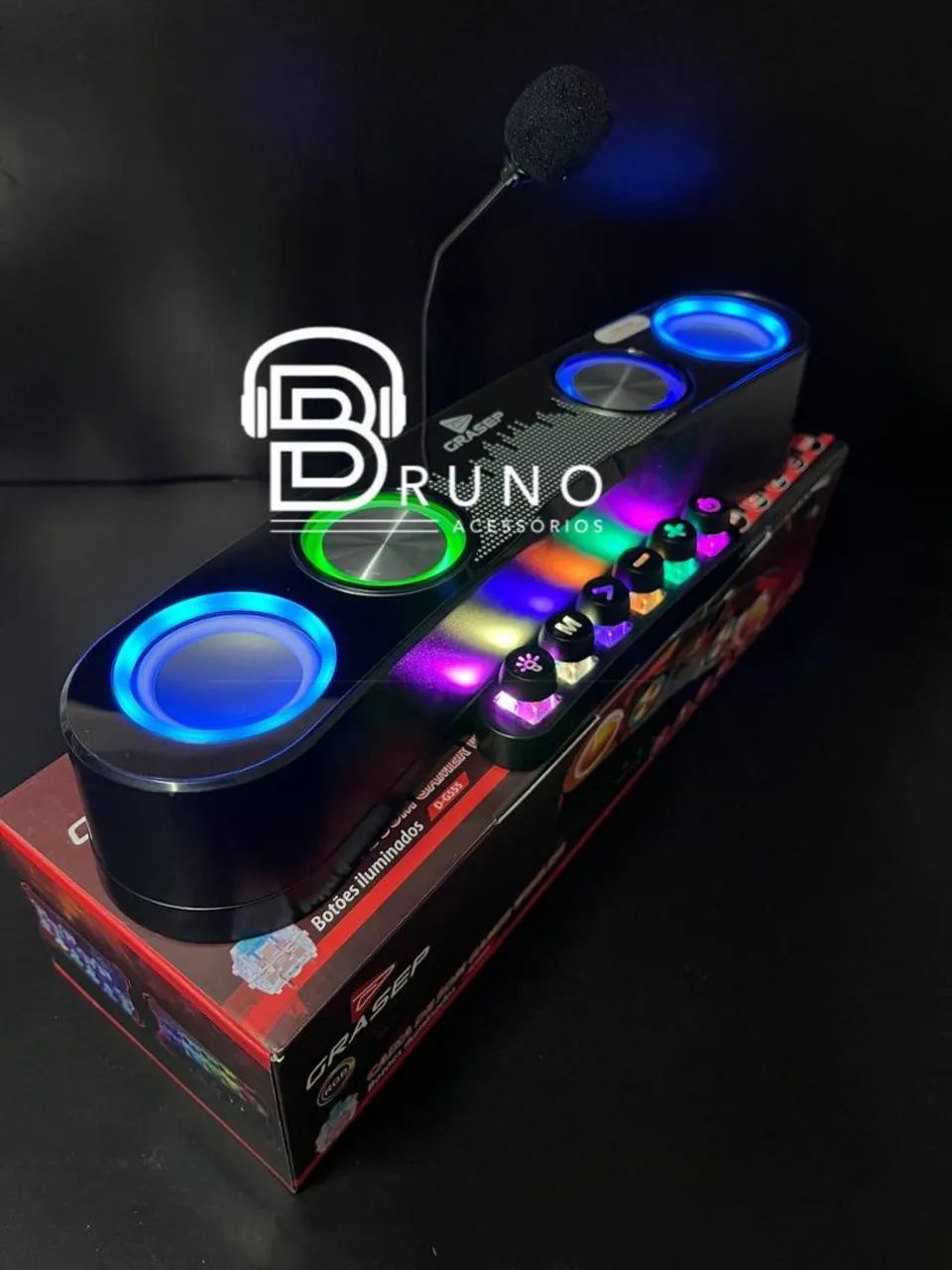 Caixa Som Bluetooth Gamer Pc Rgb Microfone Potente 30w<br>