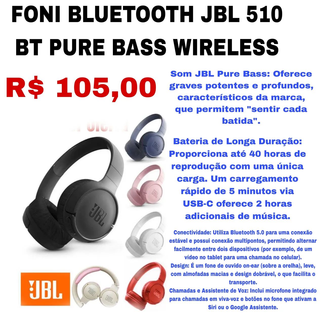 FONI bluetooth jbl completo 