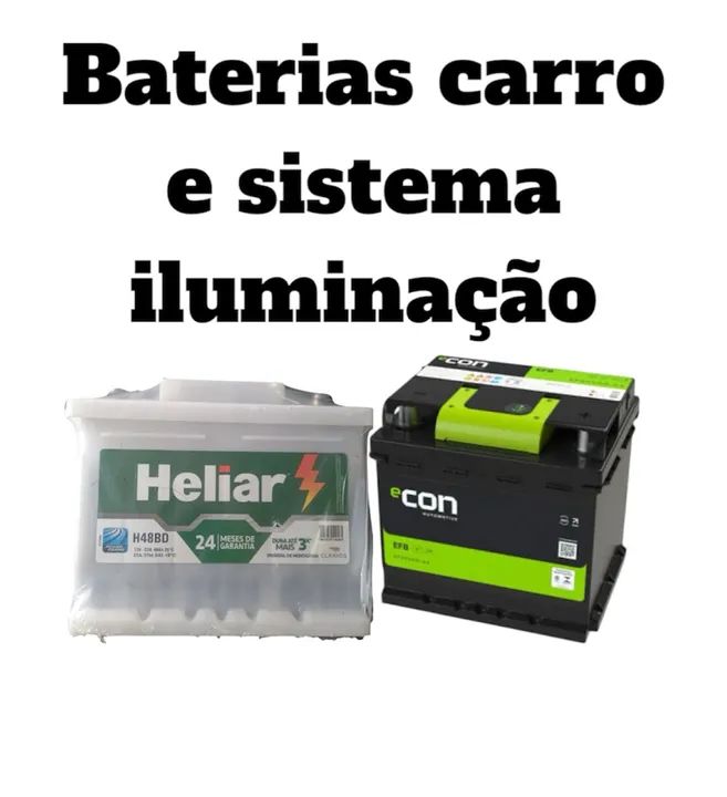 Baterias com 2 anos de garantia para Sistema de Iluminação e carro