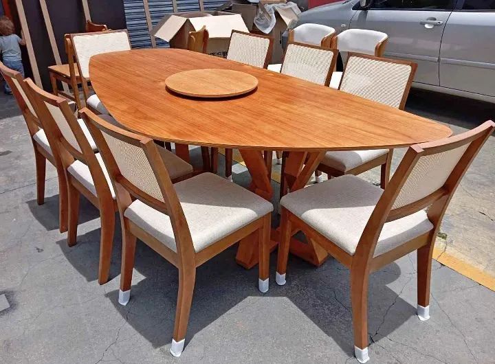 Mesa orgânica com 8 cadeiras madeira maciça 65568136150787121