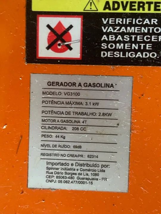 Gerador de Energia a Gasolina Vulcan VG 3100 - Foto 4