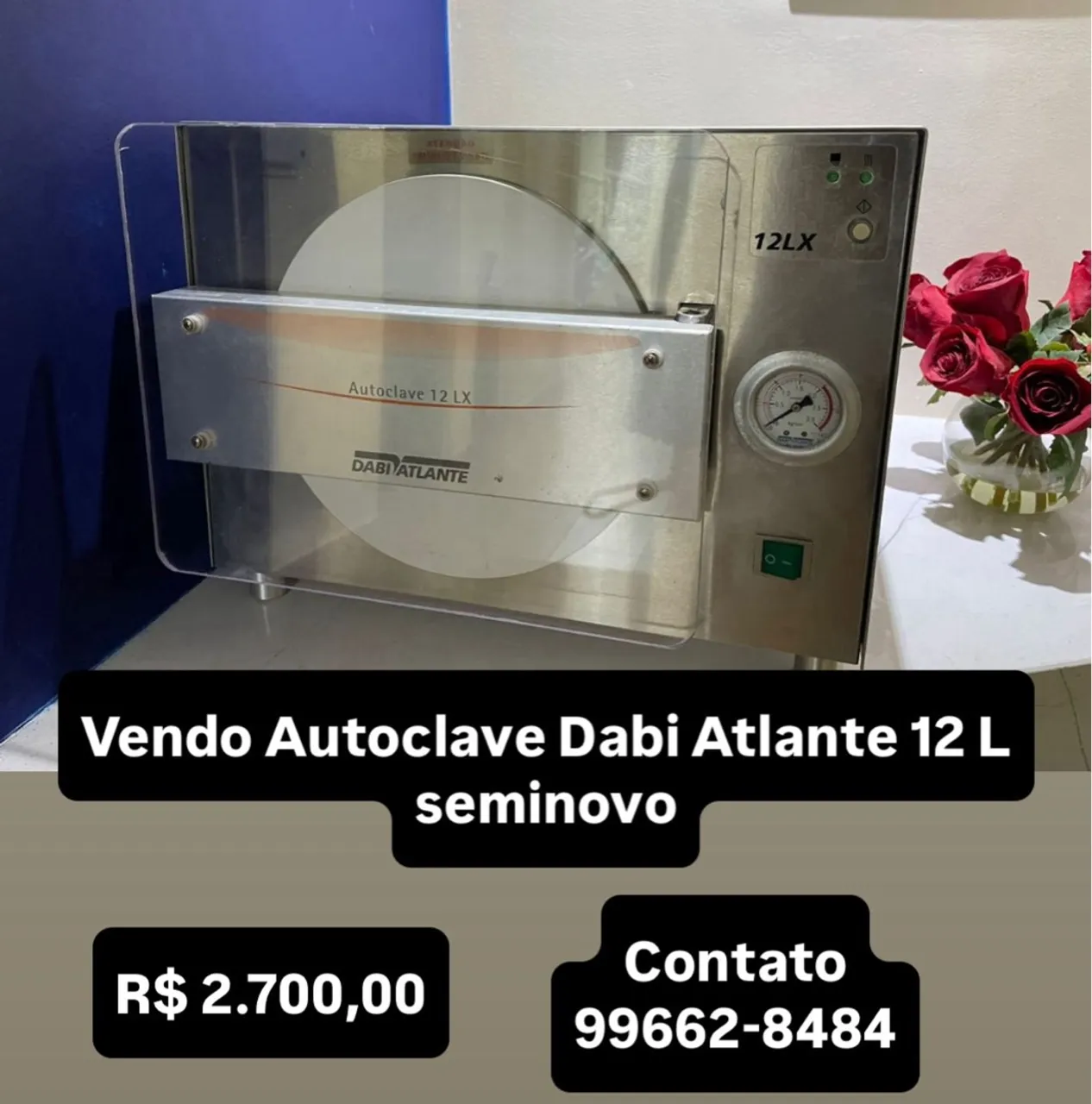 Autoclave Dabi Atlante 12L funcionando perfeitamente