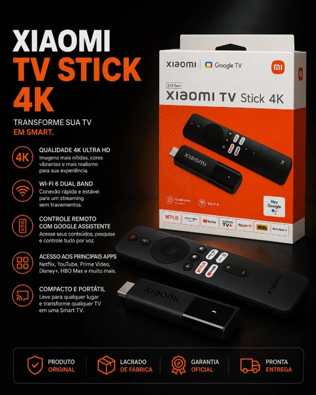 Smart TV Stick Xiaomi 4K 2º Gen Transforme Sua TV em Smart