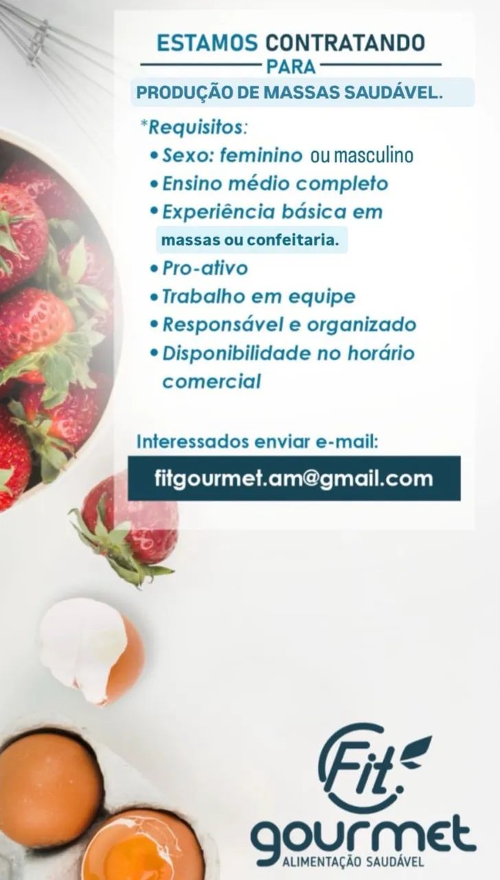 VAGA PARA PRODUÇÃO DE ALIMENTOS SAUDADES 