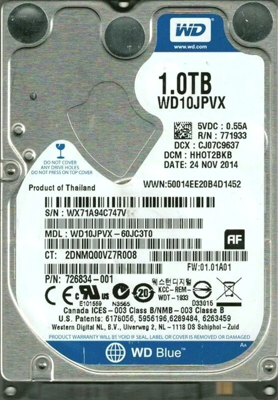  HD 1TB para Notebook 8MB Cache WD10JPVX - Western Digital