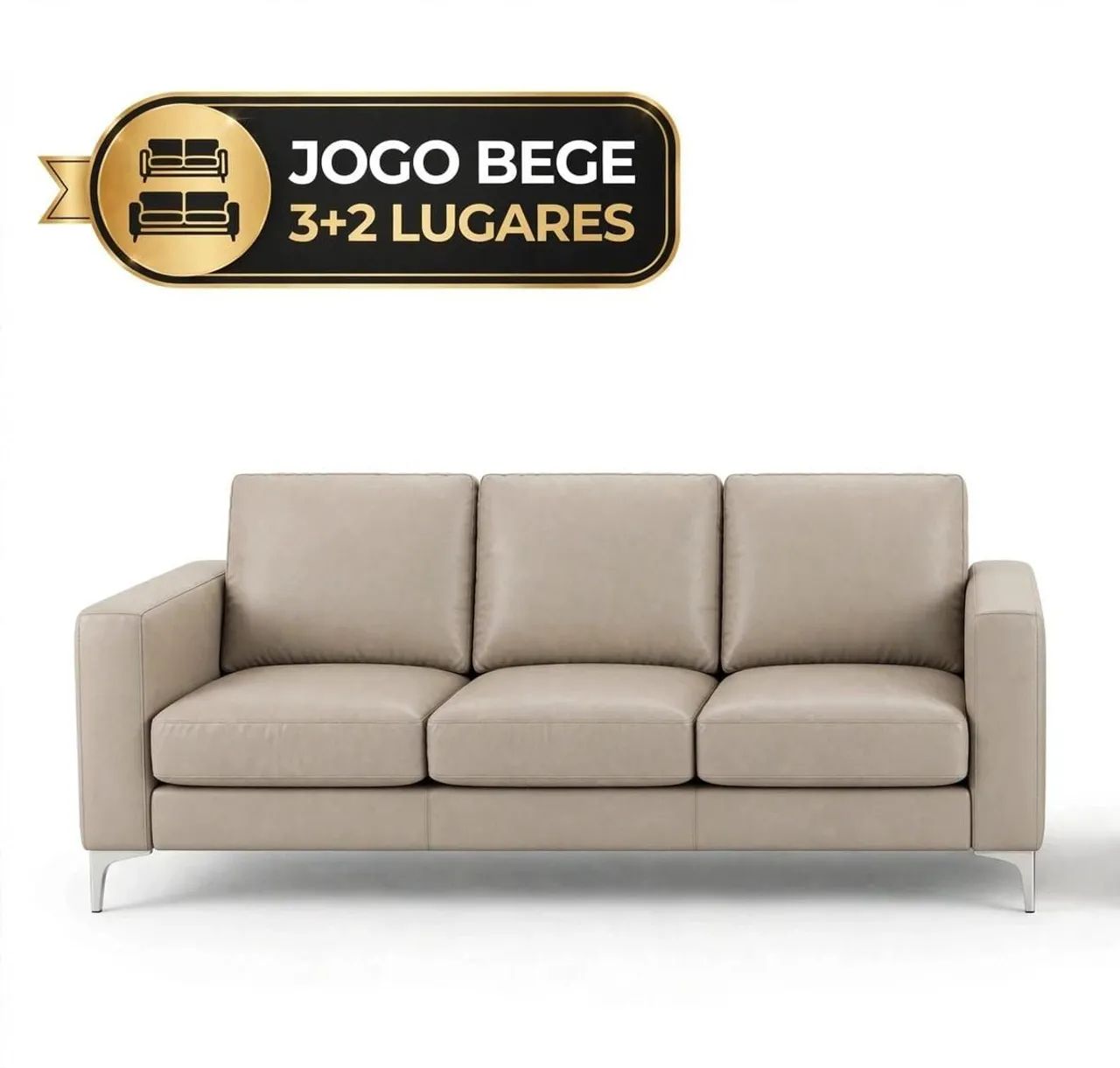 Jogo Sofá Bege 3 + 2 Lugares 