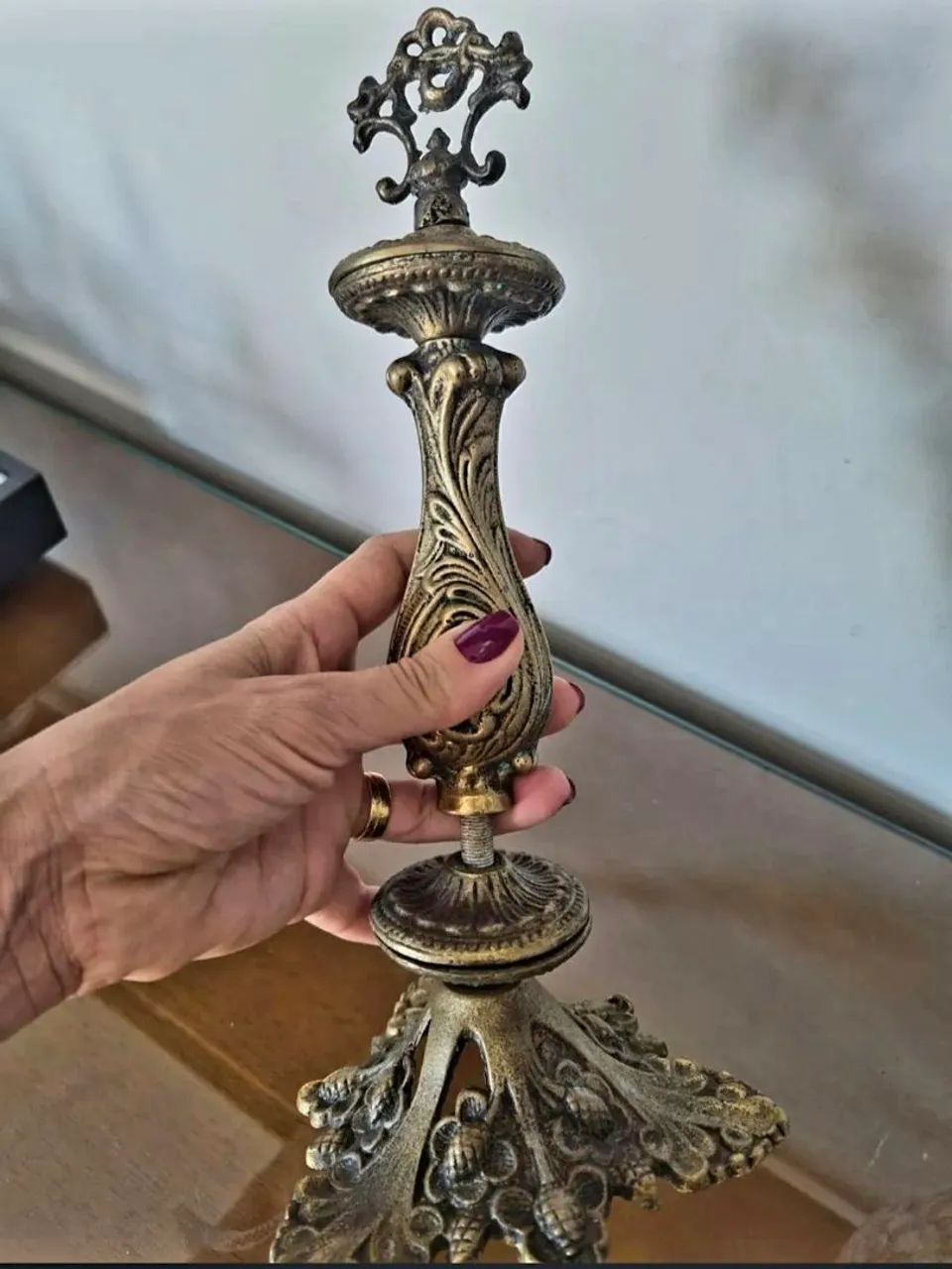 Base Antiga Abajour Bronze