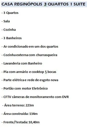 CASA EM REGINÓPOLIS 3 QUARTOS 1 SUITE - Foto 2