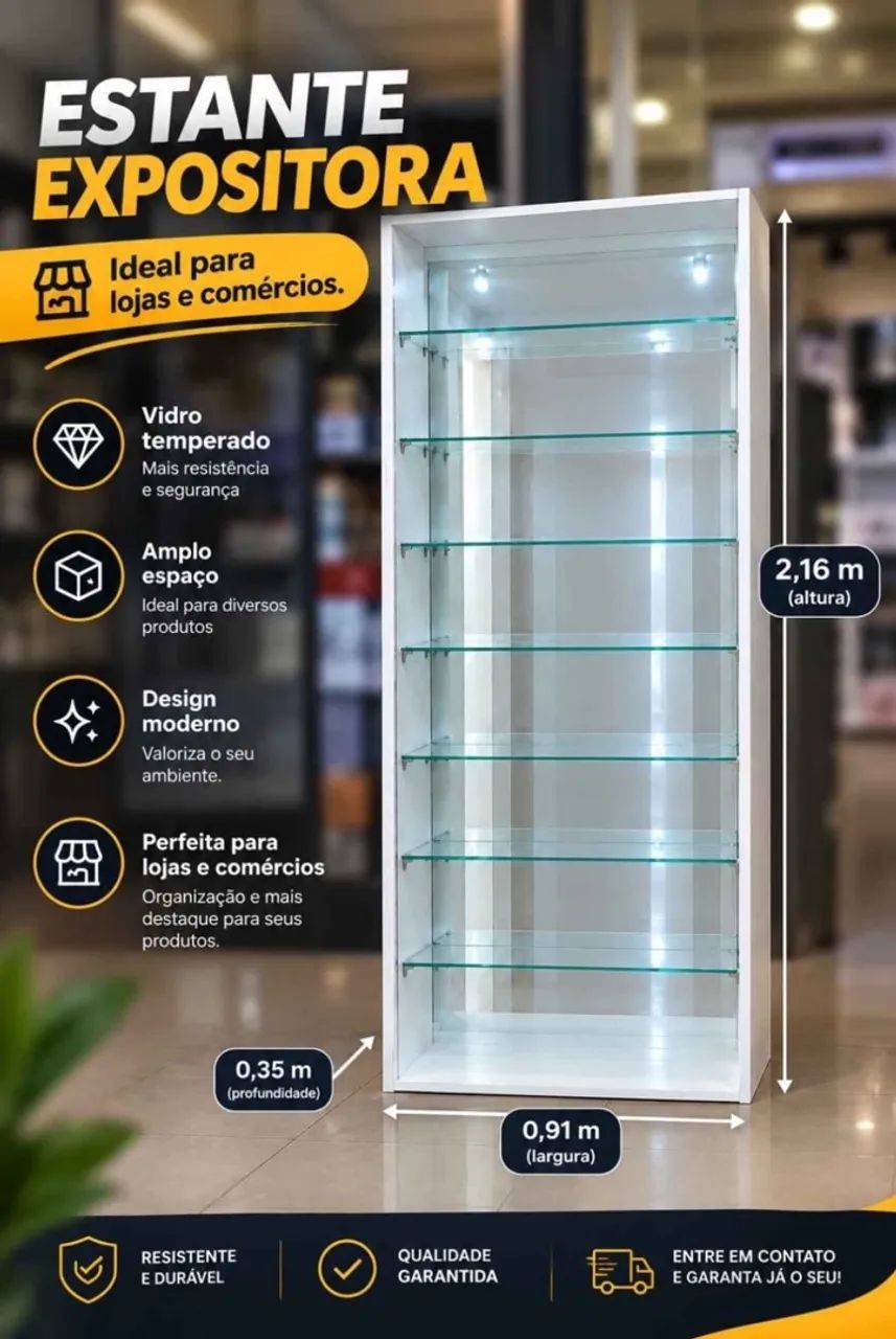 Etante Expositora de Vidro Branco