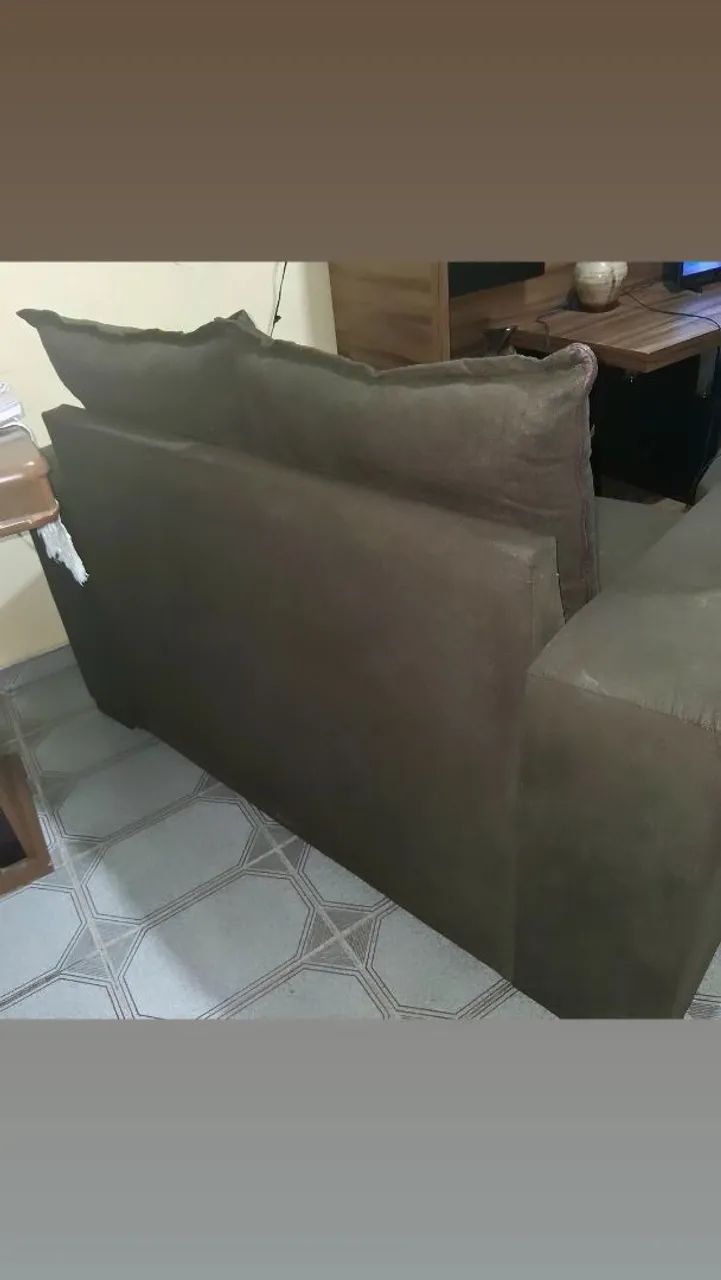 Sofá de 2 e 3 lugares! Marrom.  - Foto 2