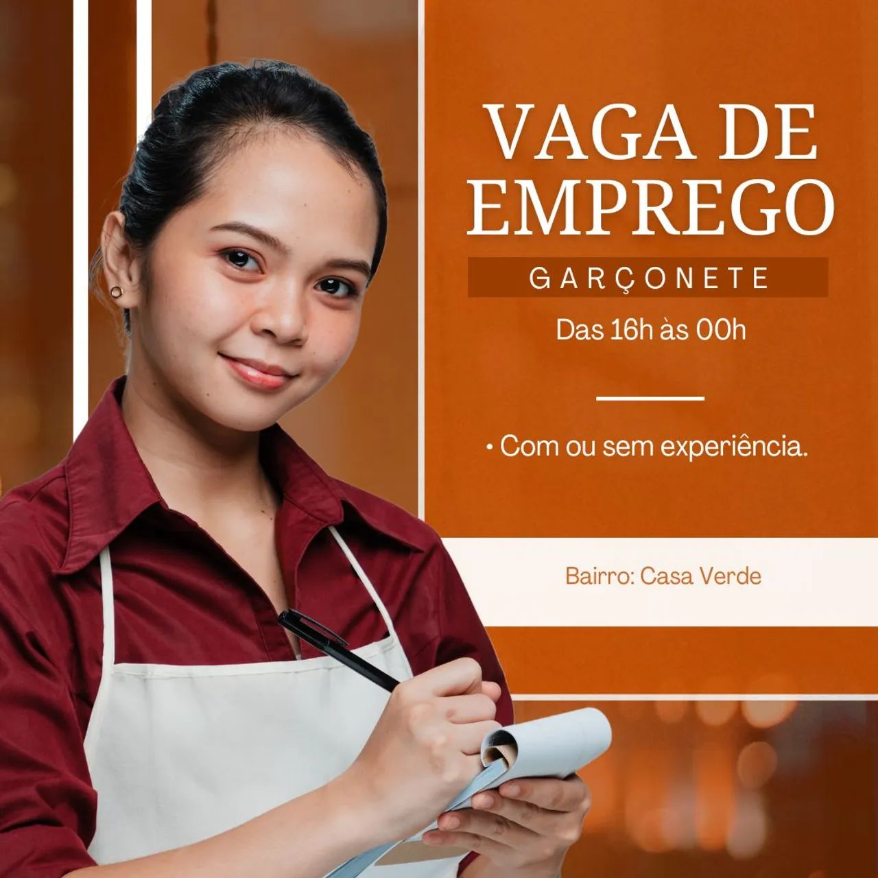Garçonete/atendente 