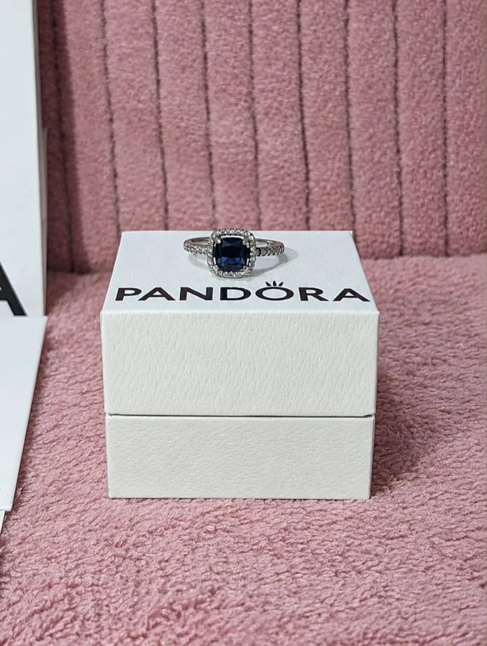 anel Azul Brilhante Quadrado pandora prata aro 22 - Foto 2