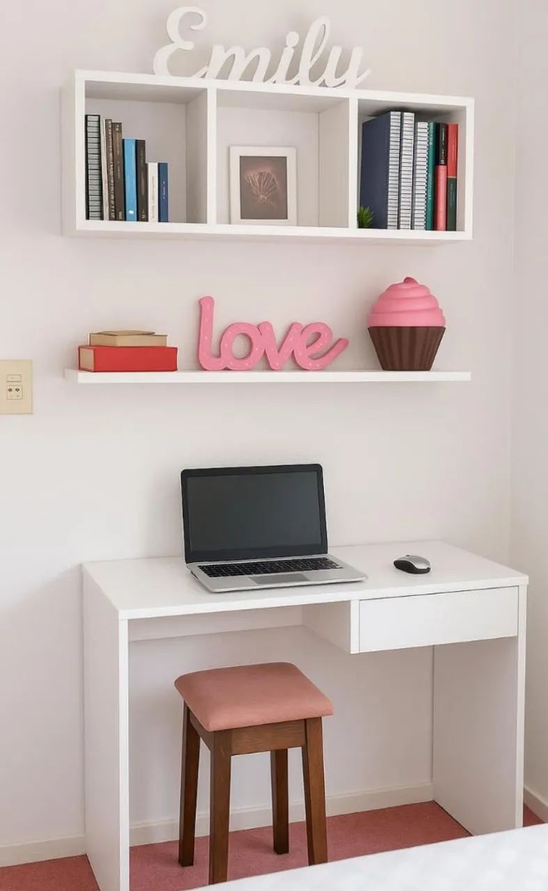 Mesa +nicho +pratileira em mdf