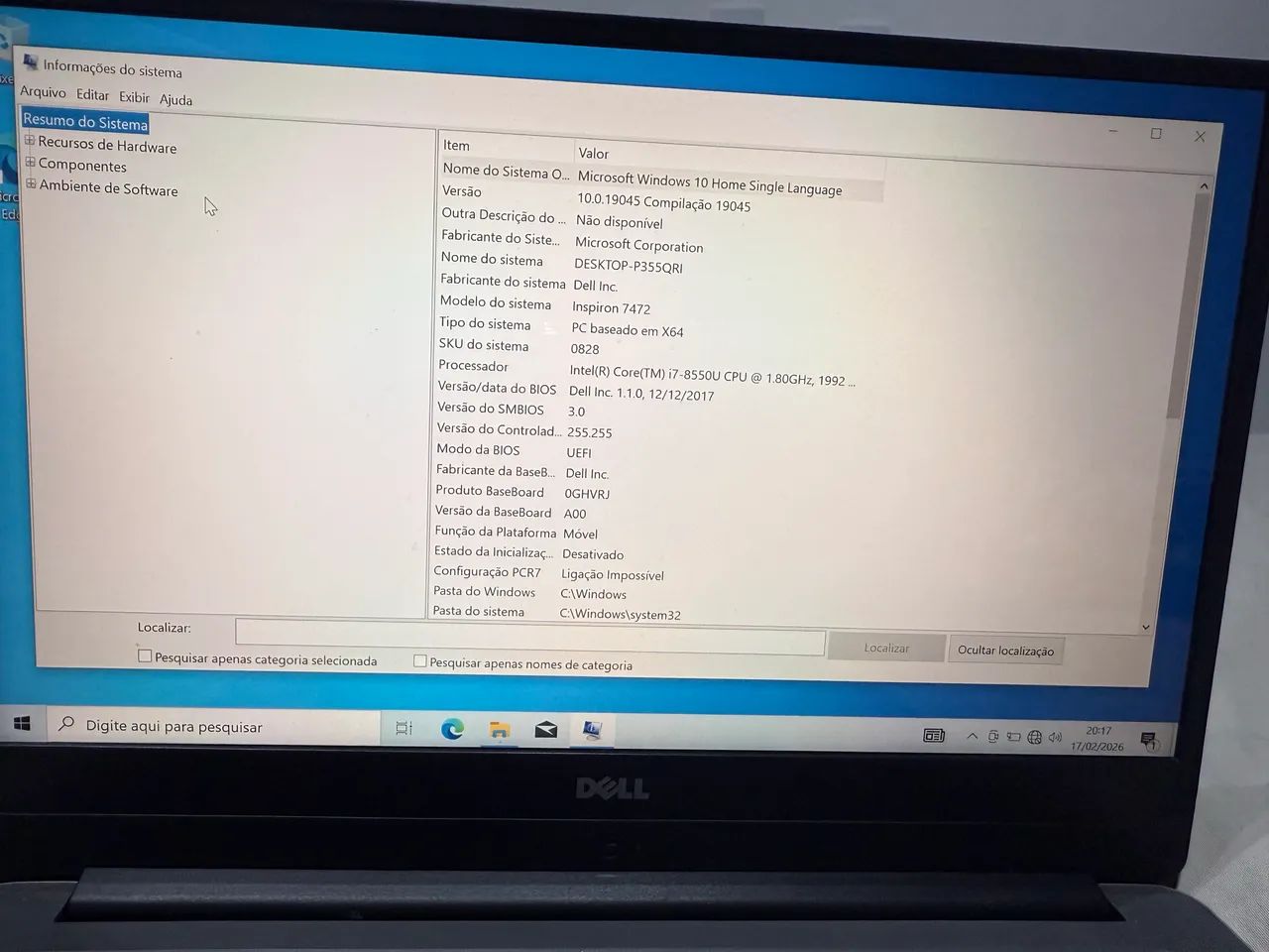 Notebook Dell Intel core i7 8th gen
