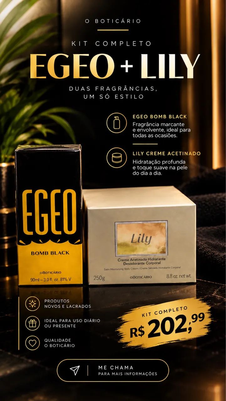 Kit O Boticário - EGEO Bomb Black + Lily Creme Acetinado - Foto 5