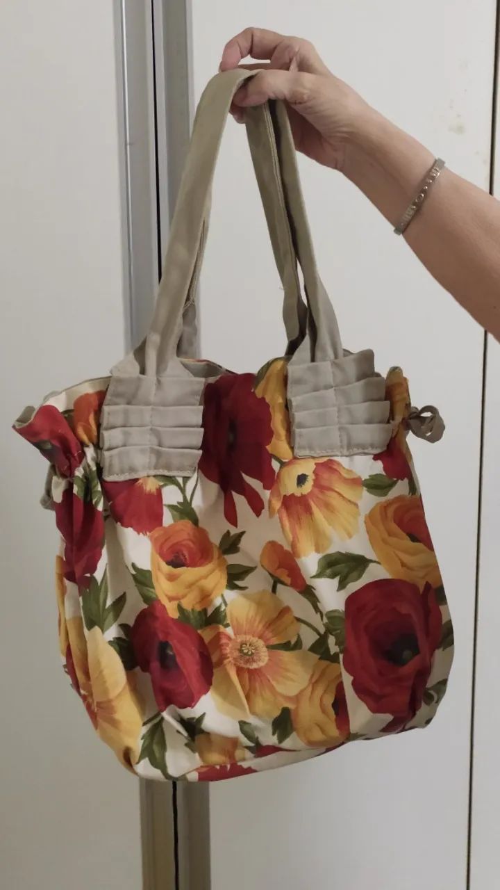 Bolsa Florida Ombro Mão Forrada c/ Divisórias