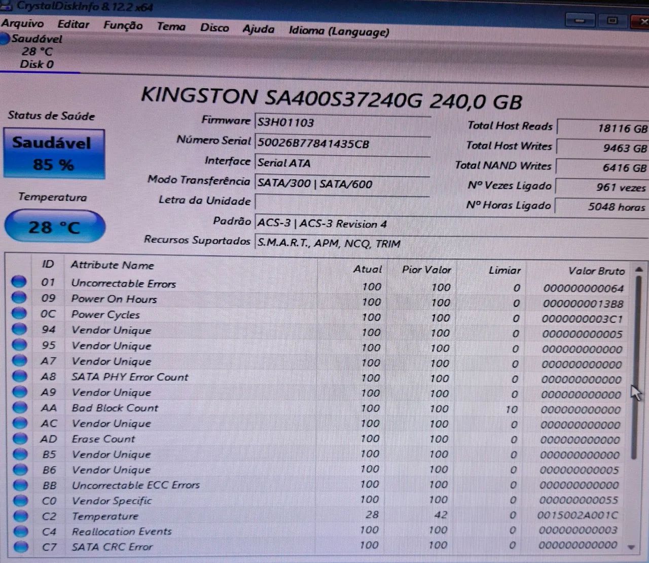 SSD 240GB Kingston saudável (V.E.N.D.O) - Foto 3