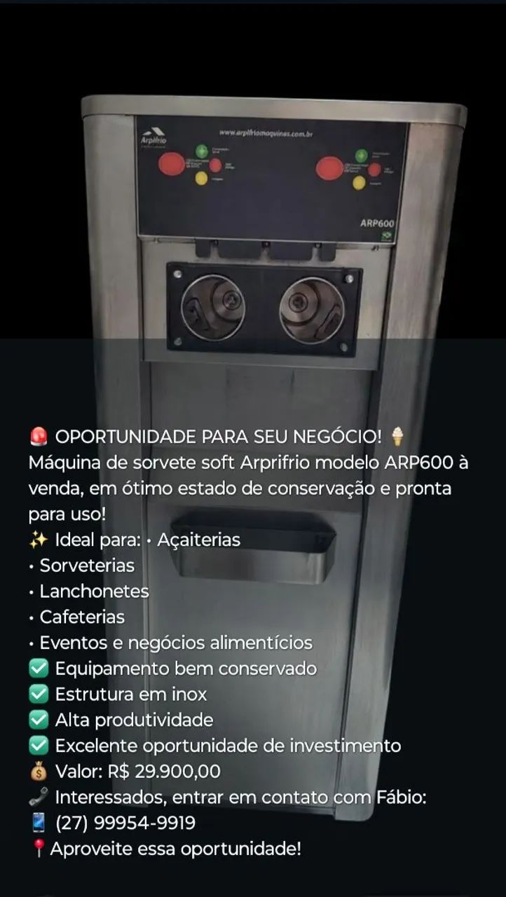 Máquina de Sorvete Expresso Arpfrio  - Foto 2