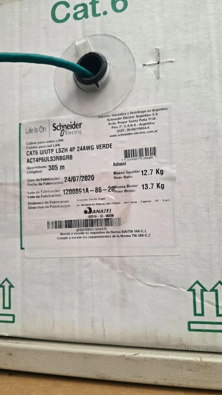 Cabo UTP CAT6 - LSZH Schneider - Verde