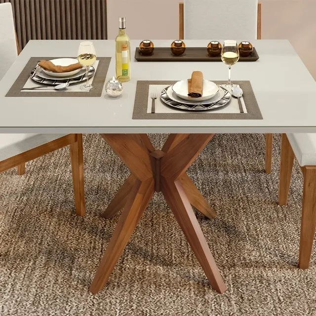 Mesa Retangular com Tampo de Vidro Off White - 4 Lugares - Foto 3