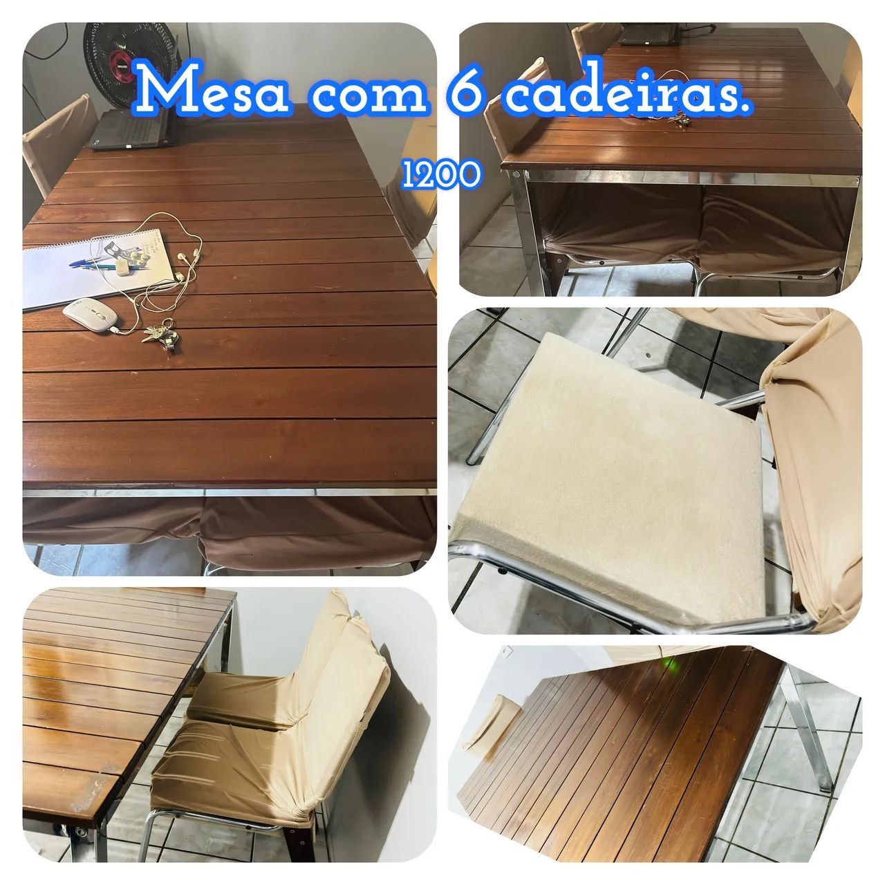 Mesa madeira com 6 cadeiras